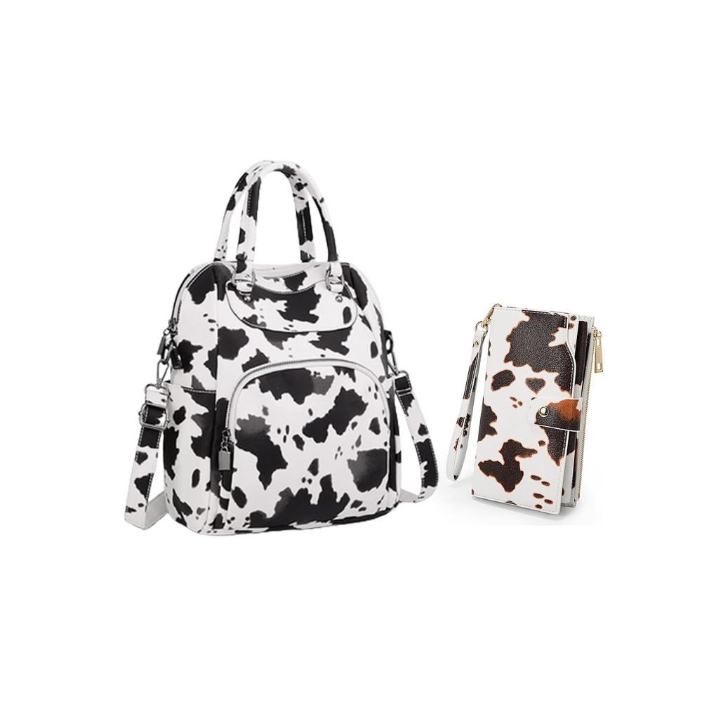Cow Print Wallets for Women Wristlet RFID Backpack Purse PU Shoulder Bag🦋